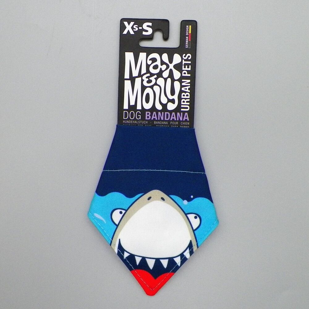 Max & Molly XS-S Urban Pets Bandana for Dogs Shark Frenzy Reversible over Collar